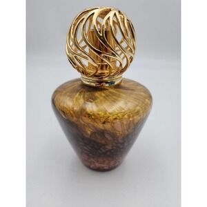 La-Tee-Da! Large Amber Glass Lamp Fragrance Round Gold Crown Glass Diffuser